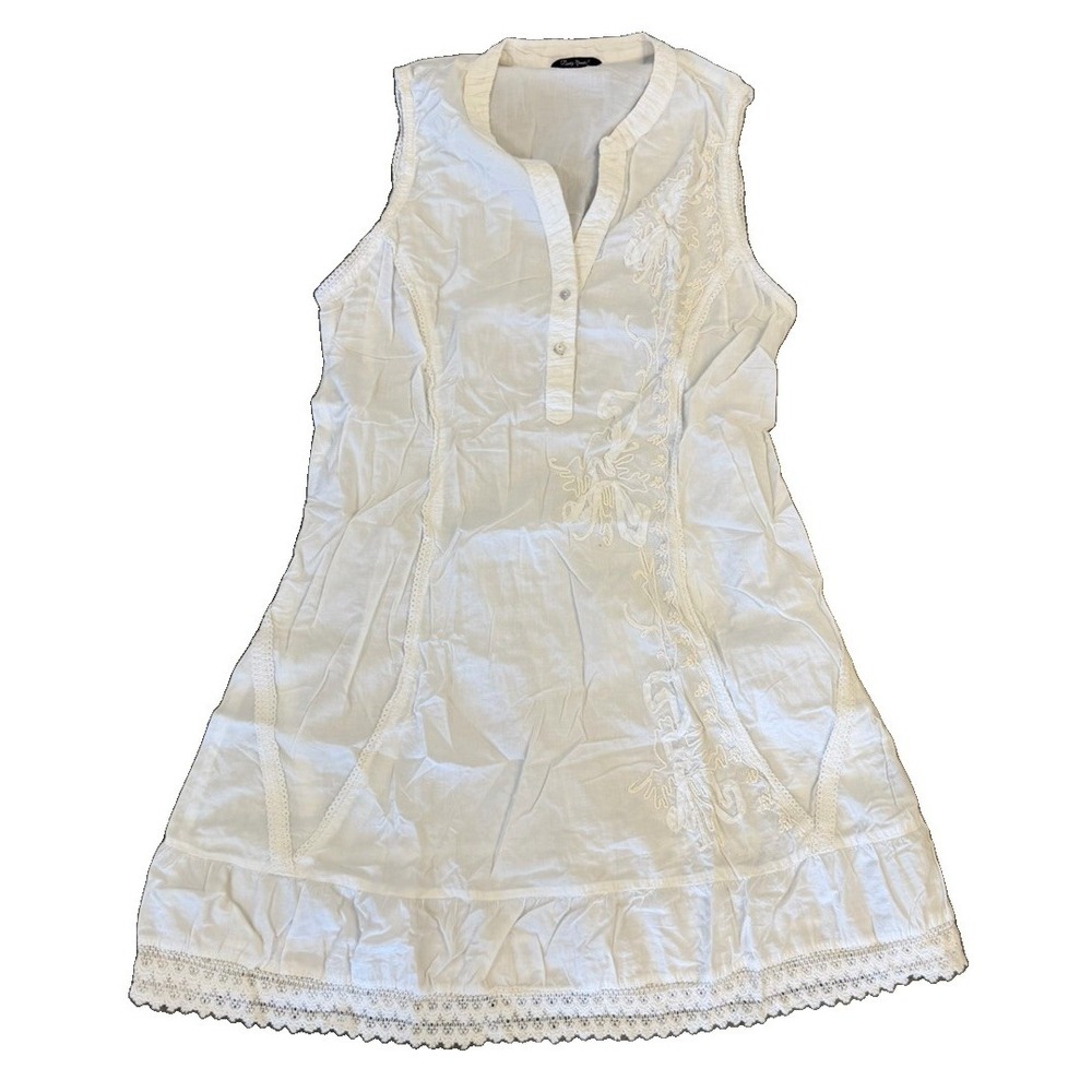 Body Needs White Embroidered Dress Romantic Cottagecore Coastal Lace Peasant M